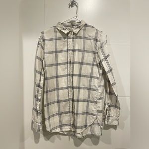 H&M grid/plaid white black and grey button down